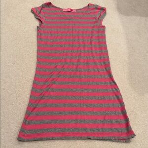 Sweetees L Striped Pink and Gray Ladies Tunic Y2K